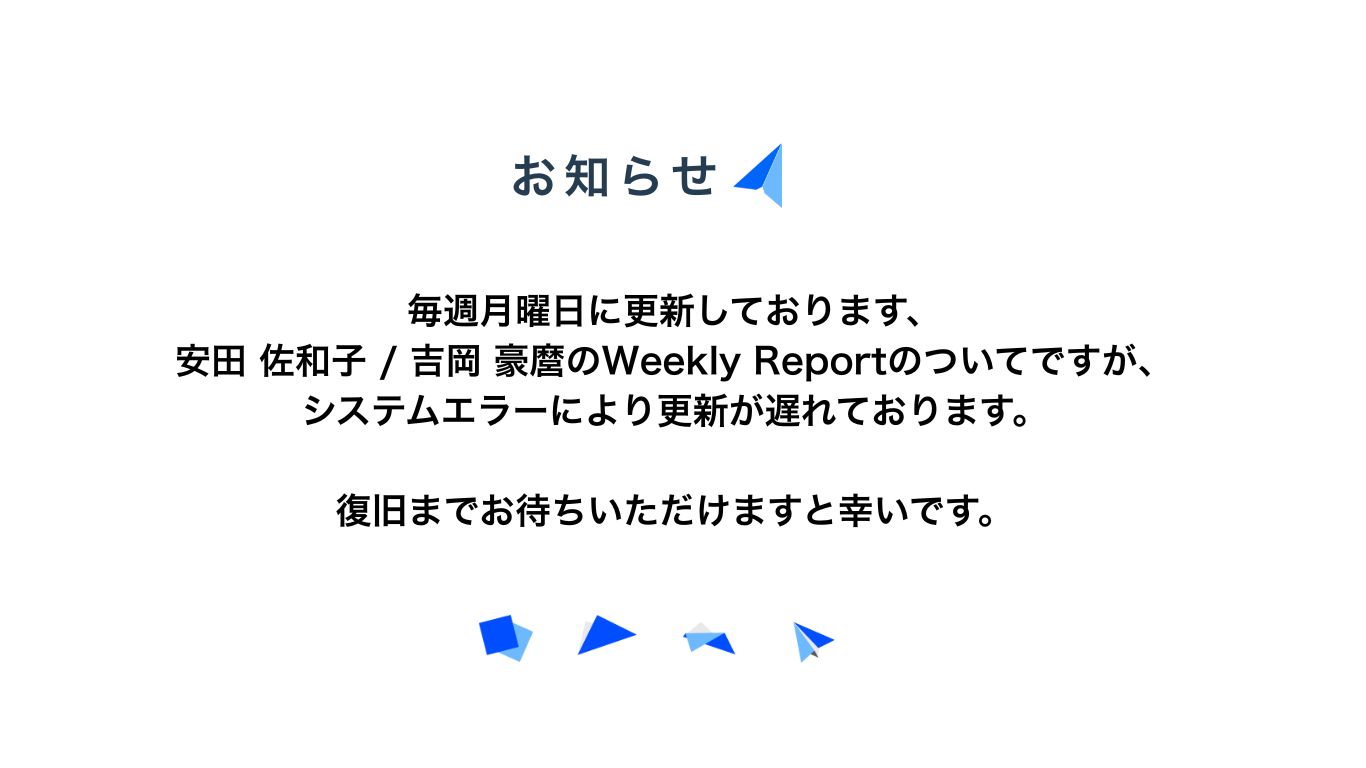 Weekly Report更新遅延のお知らせ